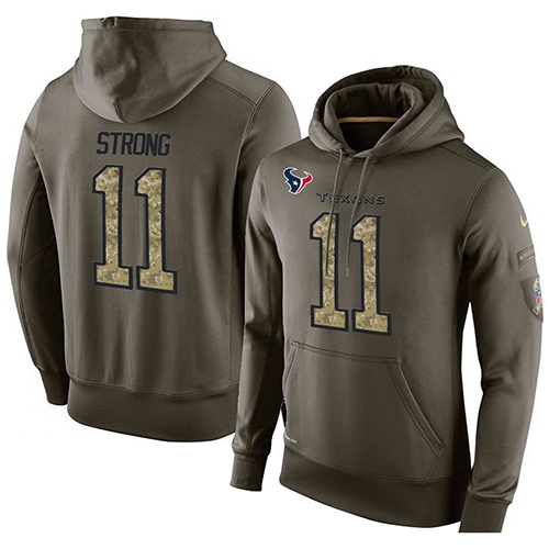 NFL Nike Houston Texans #11 Jaelen Strong Green Salute To Service Men's Pullover Hoodie